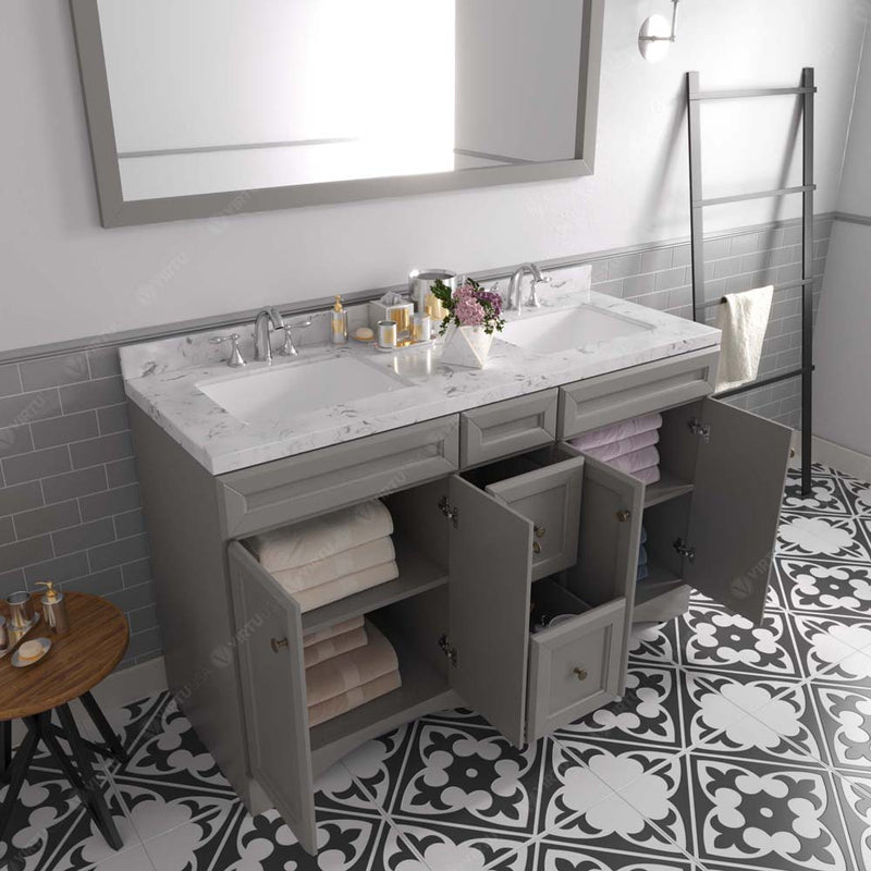 Modern Fittings Talisa 60" Double Bath Vanity with Cultured Marble Quartz Top and Square Sinks