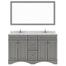 Modern Fittings Talisa 60" Double Bath Vanity with Cultured Marble Quartz Top and Square Sinks with Faucets with Matching Mirror