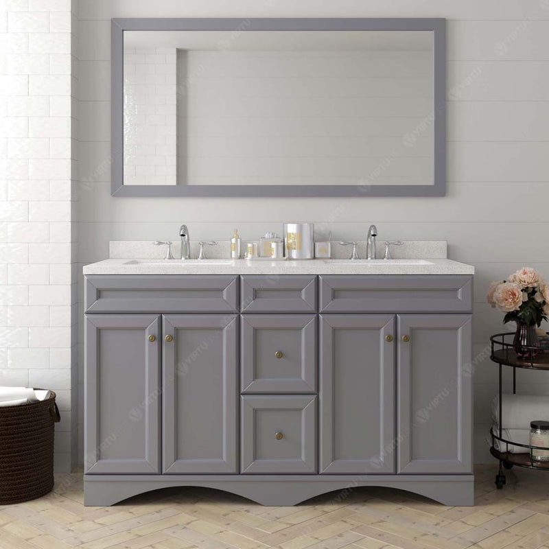 Modern Fittings Talisa 60" Double Bath Vanity with Dazzle White Quartz Top and Round Sinks