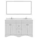 Modern Fittings Talisa 60" Double Bath Vanity with Dazzle White Quartz Top and Round Sinks with Faucets with Matching Mirror