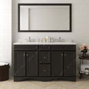 Modern Fittings Talisa 60" Double Bath Vanity with Dazzle White Quartz Top and Square Sinks with Faucets with Matching Mirror