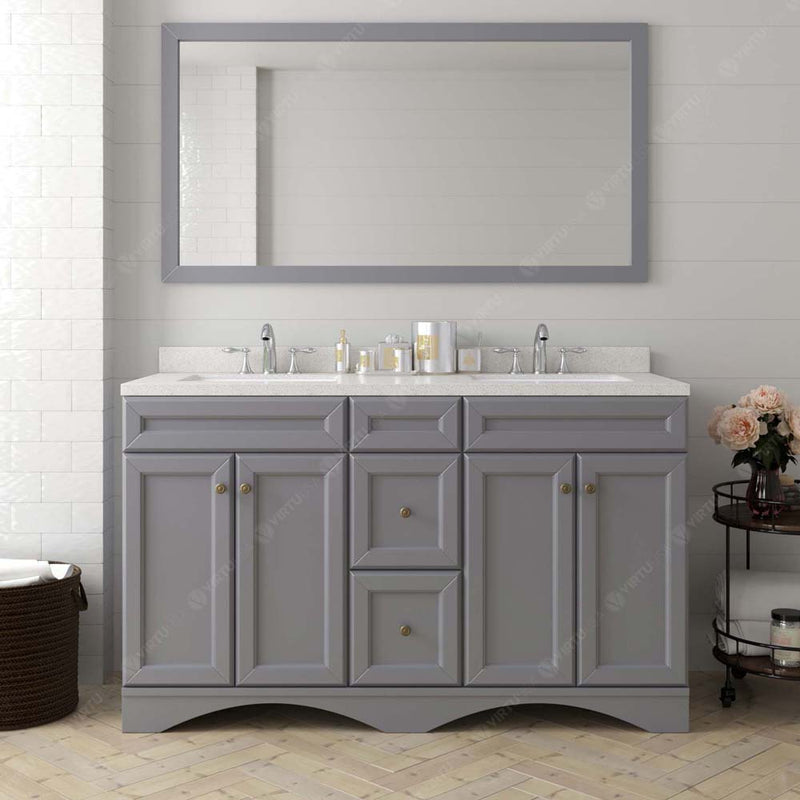 Modern Fittings Talisa 60" Double Bath Vanity with Dazzle White Quartz Top and Square Sinks