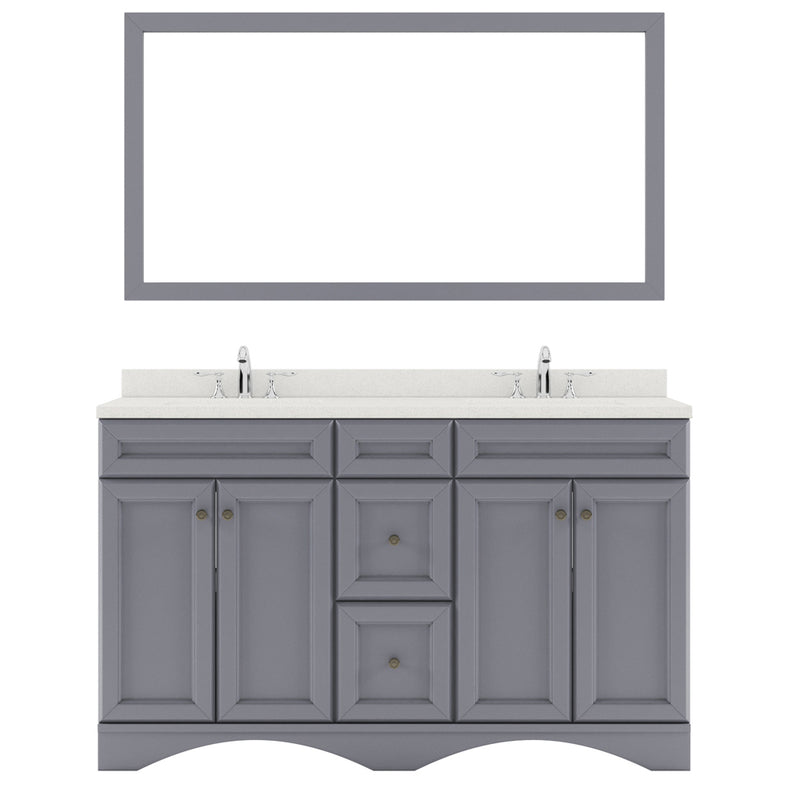 Modern Fittings Talisa 60" Double Bath Vanity with Dazzle White Quartz Top and Square Sinks