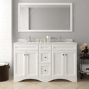 Modern Fittings Talisa 60" Double Bath Vanity with Dazzle White Quartz Top and Square Sinks with Faucets with Matching Mirror