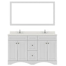 Modern Fittings Talisa 60" Double Bath Vanity with Dazzle White Quartz Top and Square Sinks with Faucets with Matching Mirror