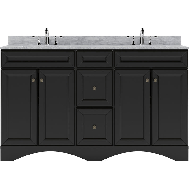 Modern Fittings Talisa 60" Double Bath Vanity with White Marble Top and Round Sinks