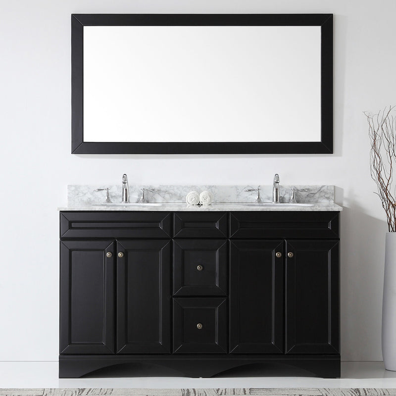 Modern Fittings Talisa 60" Double Bath Vanity with White Marble Top and Round Sinks