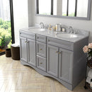 Modern Fittings Talisa 60" Double Bath Vanity with White Marble Top and Round Sinks