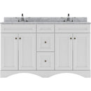 Modern Fittings Talisa 60" Double Bath Vanity with White Marble Top and Round Sinks