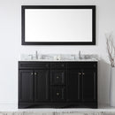 Modern Fittings Talisa 60" Double Bath Vanity with White Marble Top and Square Sinks with Faucets with Matching Mirror