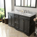 Modern Fittings Talisa 60" Double Bath Vanity with White Marble Top and Square Sinks with Faucets with Matching Mirror