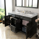 Modern Fittings Talisa 60" Double Bath Vanity with White Marble Top and Square Sinks with Faucets with Matching Mirror