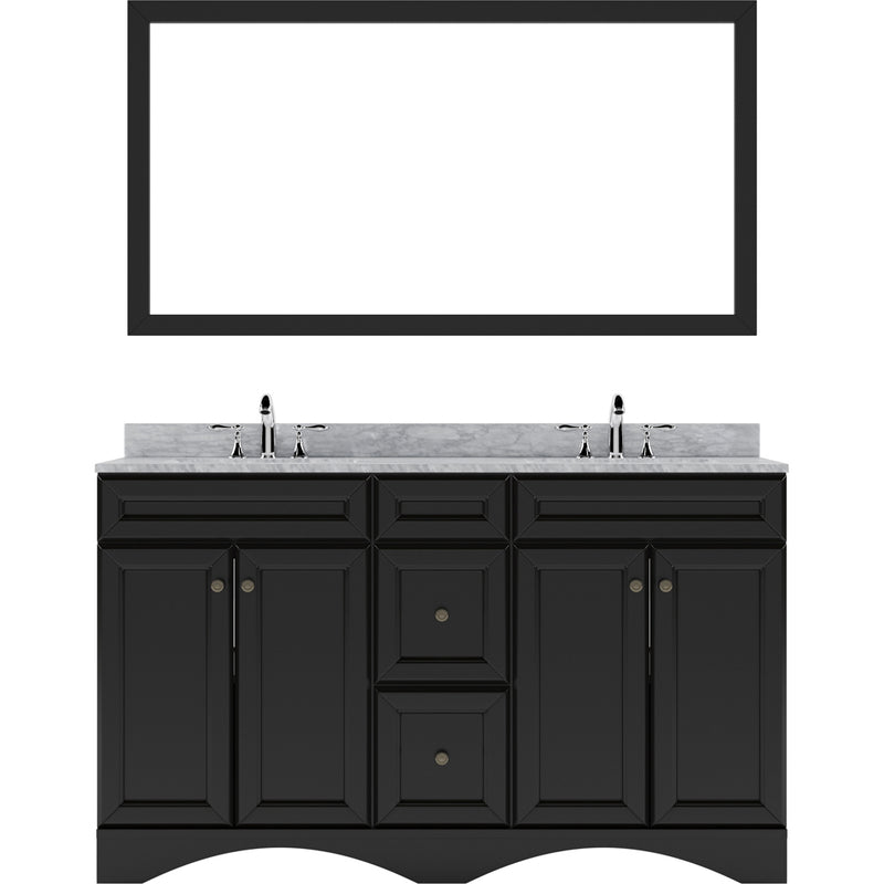 Modern Fittings Talisa 60" Double Bath Vanity with White Marble Top and Square Sinks