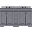 Modern Fittings Talisa 60" Double Bath Vanity with White Marble Top and Square Sinks