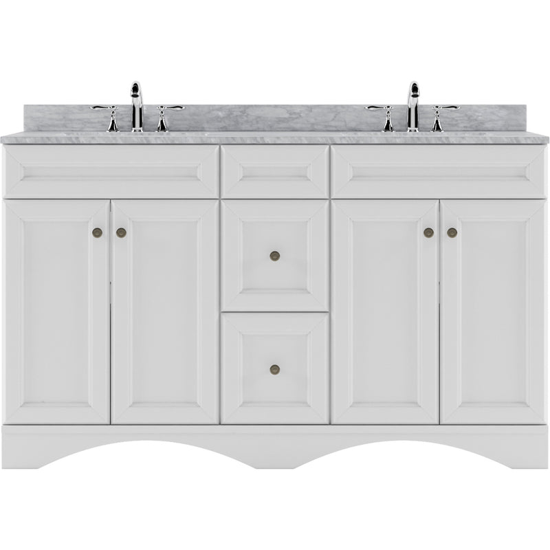 Modern Fittings Talisa 60" Double Bath Vanity with White Marble Top and Square Sinks