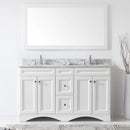 Modern Fittings Talisa 60" Double Bath Vanity with White Marble Top and Square Sinks with Faucets with Matching Mirror