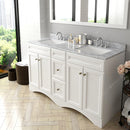 Modern Fittings Talisa 60" Double Bath Vanity with White Marble Top and Square Sinks