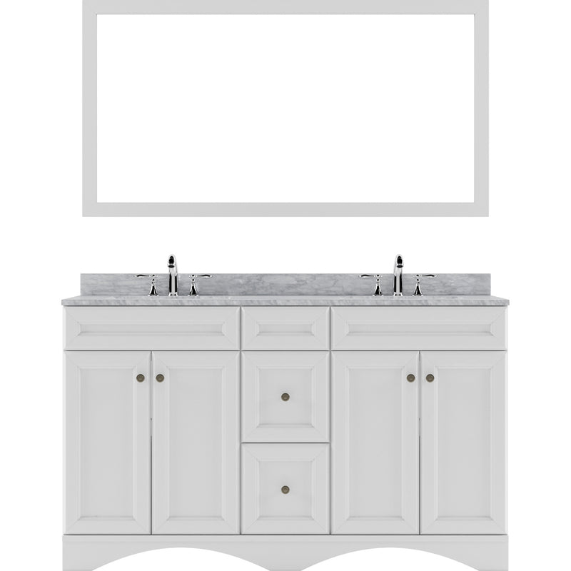 Modern Fittings Talisa 60" Double Bath Vanity with White Marble Top and Square Sinks