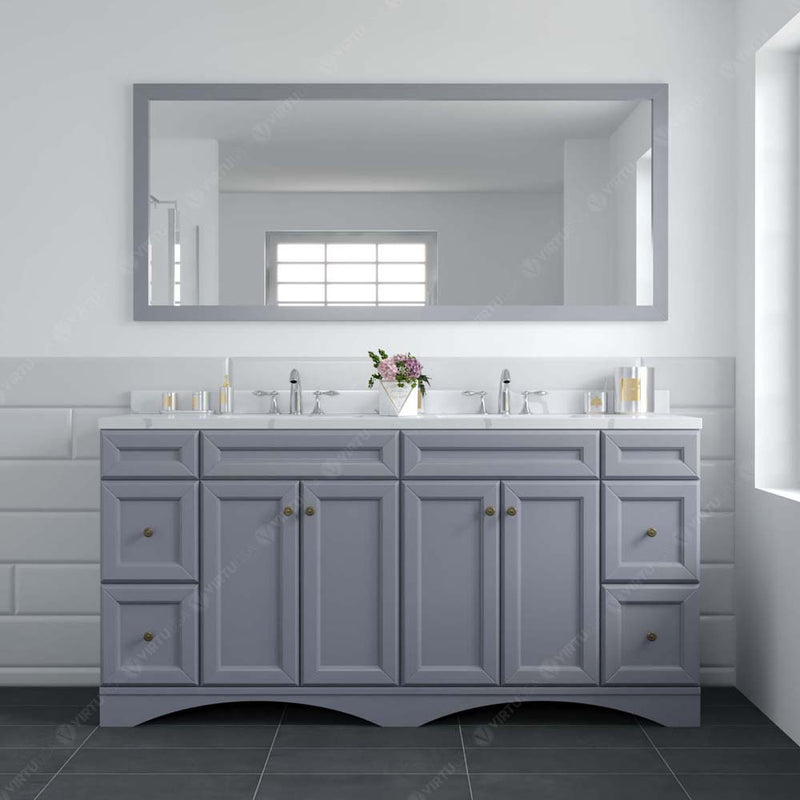 Modern Fittings Talisa 72" Double Bath Vanity with Calacatta Quartz Top and Square Sinks with Matching Mirror