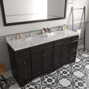 Modern Fittings Talisa 72" Double Bath Vanity with Cultured Marble Quartz Top and Round Sinks with Matching Mirror