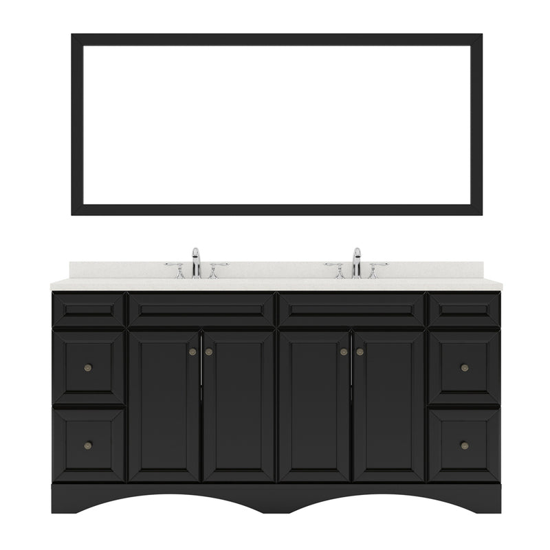 Modern Fittings Talisa 72" Double Bath Vanity Quartz Top and Square Sinks Faucets with Matching Mirror