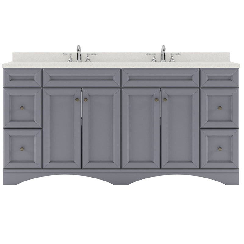 Modern Fittings Talisa 72" Double Bath Vanity with Quartz Top and Square Sinks with Matching Mirror