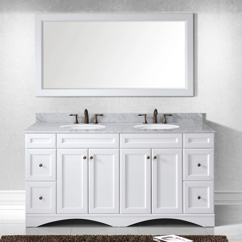 Modern Fittings Talisa 72" Double Bath Vanity Marble Top and Round Sinks with Matching Mirror