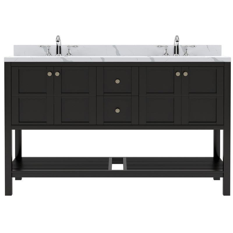 Modern Fittings Winterfell 60" Double Bath Vanity with Calacatta Quartz Top and Round Sinks