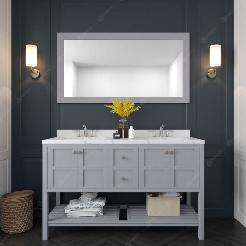 Modern Fittings Winterfell 60" Double Bath Vanity with Calacatta Quartz Top and Round Sinks