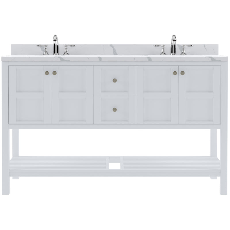 Modern Fittings Winterfell 60" Double Bath Vanity with Calacatta Quartz Top and Round Sinks