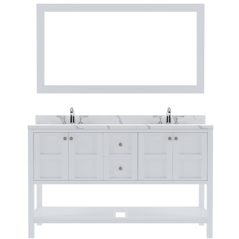 Modern Fittings Winterfell 60" Double Bath Vanity with Calacatta Quartz Top and Round Sinks