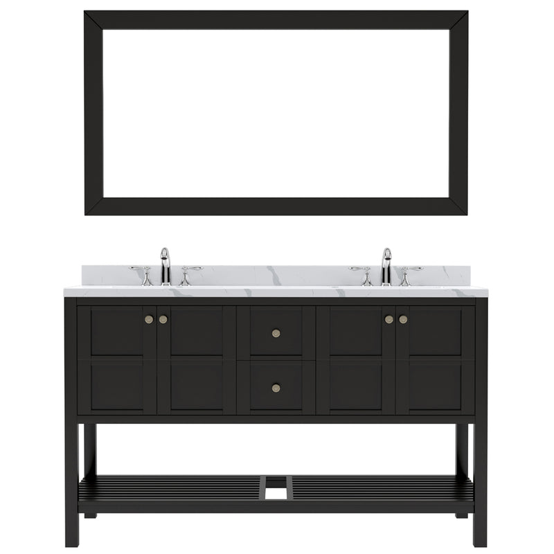 Modern Fittings Winterfell 60" Double Bath Vanity with Calacatta Quartz Top and Square Sinks