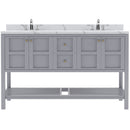 Modern Fittings Winterfell 60" Double Bath Vanity with Calacatta Quartz Top and Square Sinks