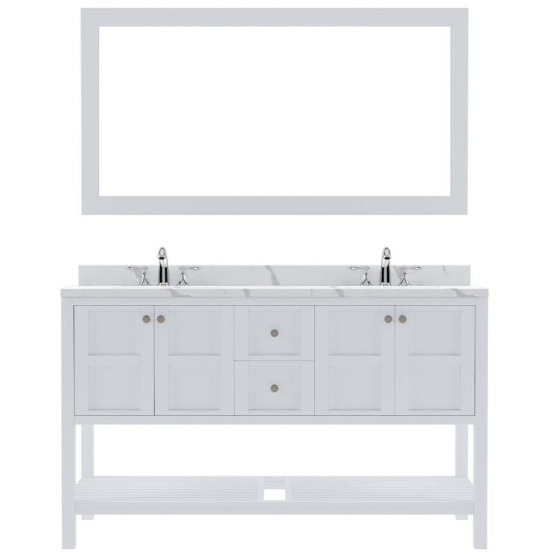 Modern Fittings Winterfell 60" Double Bath Vanity with Calacatta Quartz Top and Square Sinks