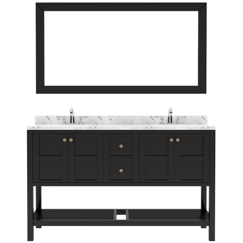 Modern Fittings Winterfell 60" Double Bath Vanity with Cultured Marble Quartz Top and Round Sinks