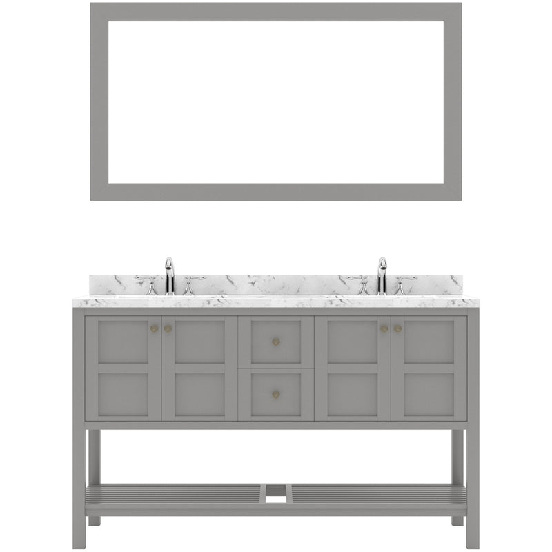 Modern Fittings Winterfell 60" Double Bath Vanity in Espresso with Cultured Marble Quartz Top and Round Sinks Faucets