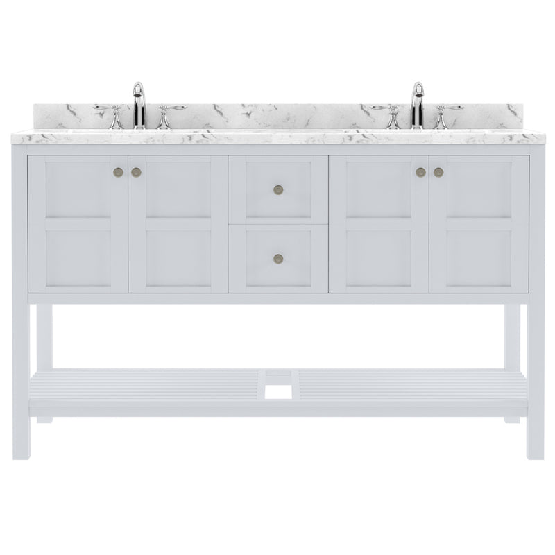 Modern Fittings Winterfell 60" Double Bath Vanity with Cultured Marble Quartz Top and Round Sinks