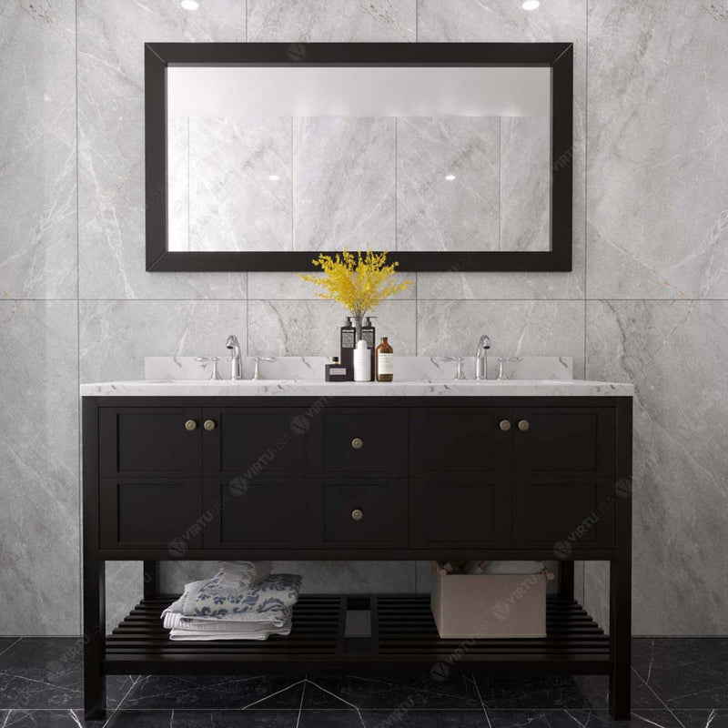 Modern Fittings Winterfell 60" Double Bath Vanity with Cultured Marble Quartz Top and Square Sinks