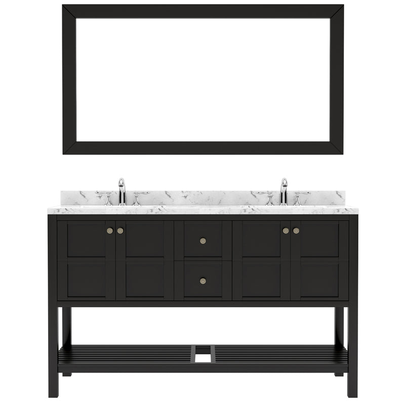 Modern Fittings Winterfell 60" Double Bath Vanity with Cultured Marble Quartz Top and Square Sinks