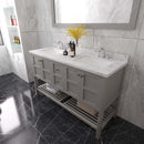 Modern Fittings Winterfell 60" Double Bath Vanity with Cultured Marble Quartz Top and Square Sinks Faucets