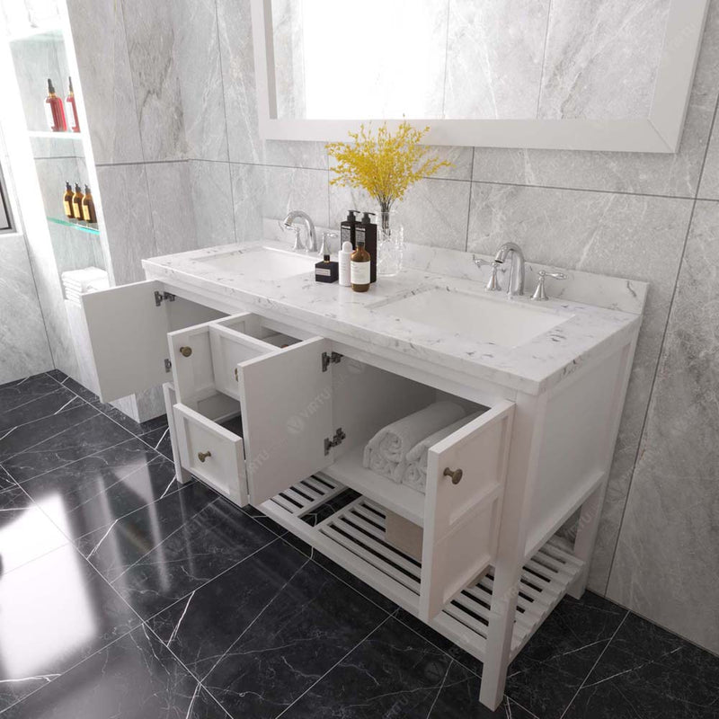 Modern Fittings Winterfell 60" Double Bath Vanity with Cultured Marble Quartz Top and Square Sinks