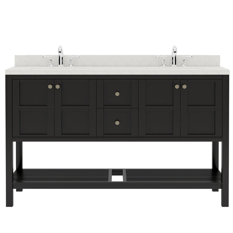 Modern Fittings Winterfell 60" Double Bath Vanity with Dazzle White Quartz Top and Round Sinks