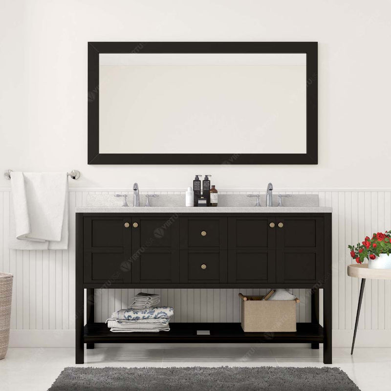 Modern Fittings Winterfell 60" Double Bath Vanity with Dazzle White Quartz Top and Round Sinks