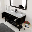 Modern Fittings Winterfell 60" Double Bath Vanity in Espresso with Dazzle White Quartz Top and Round Sinks Faucets