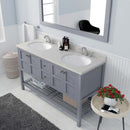 Modern Fittings Winterfell 60" Double Bath Vanity in Espresso with Dazzle White Quartz Top and Round Sinks Faucets