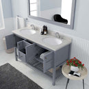 Modern Fittings Winterfell 60" Double Bath Vanity with Dazzle White Quartz Top and Round Sinks