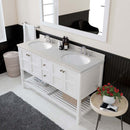 Modern Fittings Winterfell 60" Double Bath Vanity with Dazzle White Quartz Top and Round Sinks