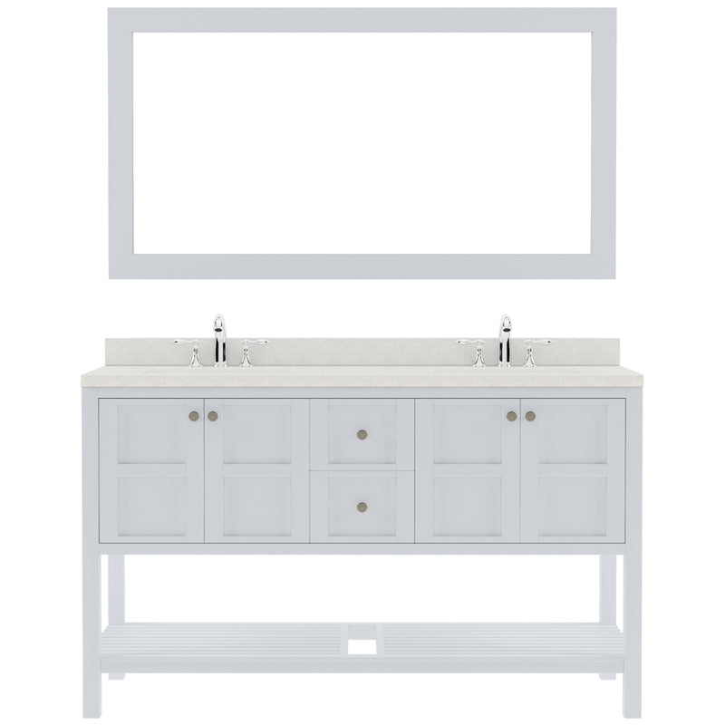 Modern Fittings Winterfell 60" Double Bath Vanity with Dazzle White Quartz Top and Round Sinks