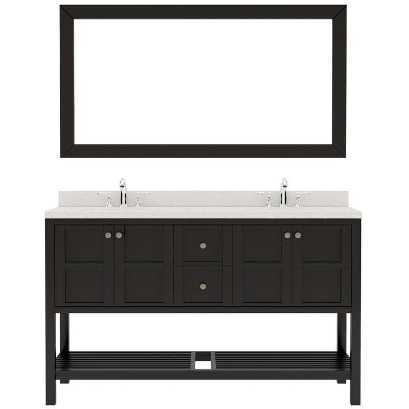 Modern Fittings Winterfell 60" Double Bath Vanity with Dazzle White Quartz Top and Square Sinks