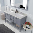 Modern Fittings Winterfell 60" Double Bath Vanity in Espresso with Dazzle White Quartz Top and Square Sinks Faucets